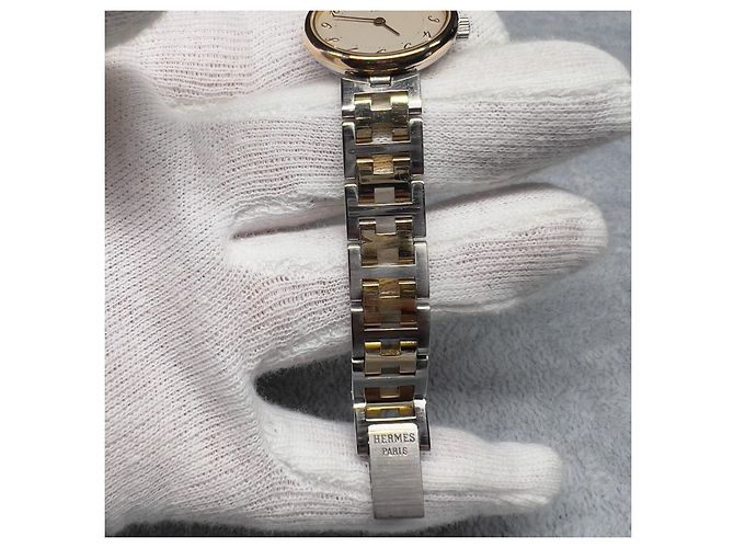 Hermès Hermes Arceau Quarz Uhr aus Edelstahl Silber Golden - Ansicht 5