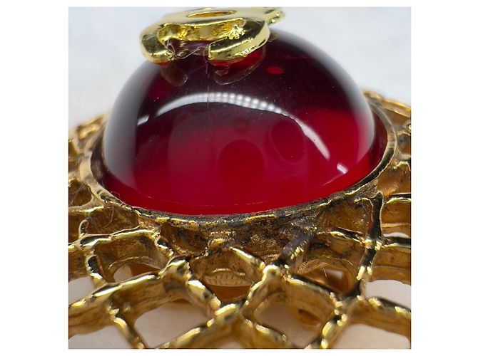 Orecchini a clip Chanel CC Mark rosso scuro e oro rari D'oro Bordò - vista 10
