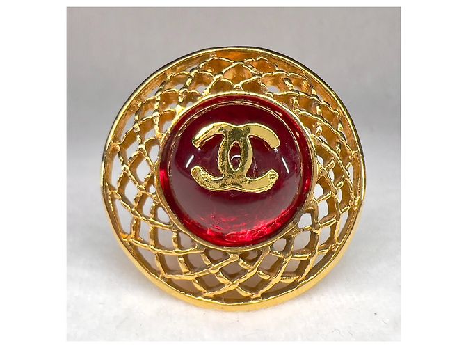 Orecchini a clip Chanel CC Mark rosso scuro e oro rari D'oro Bordò - vista 2