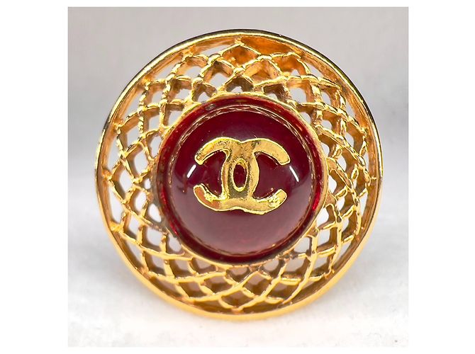 Orecchini a clip Chanel CC Mark rosso scuro e oro rari D'oro Bordò - vista 3