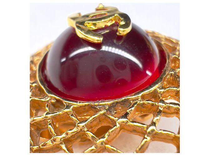 Orecchini a clip Chanel CC Mark rosso scuro e oro rari D'oro Bordò - vista 8