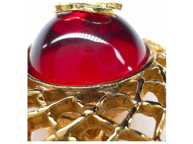 Orecchini a clip Chanel CC Mark rosso scuro e oro rari D'oro Bordò - vista 9