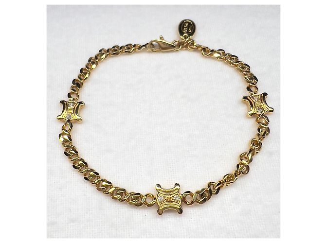 Bracciale Triomphe in tono oro con strass di Céline D'oro - vista 2