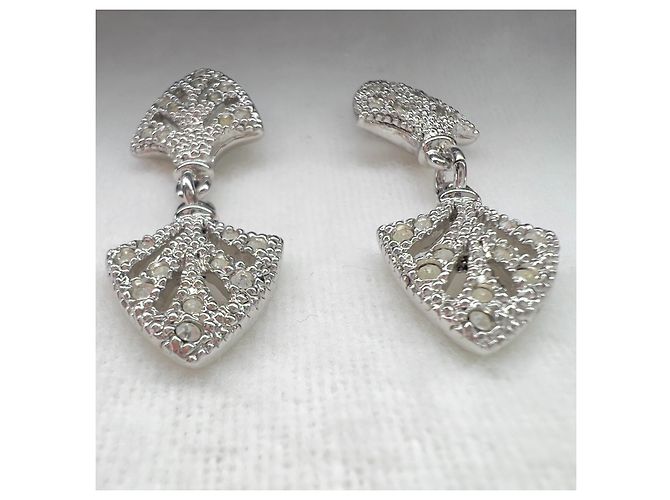 Orecchini Art Deco in argento Christian Dior rari con strass - vista 2
