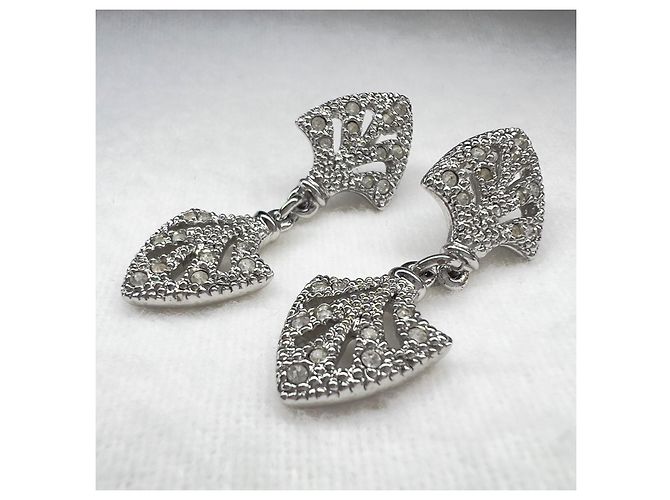 Orecchini Art Deco in argento Christian Dior rari con strass - vista 3