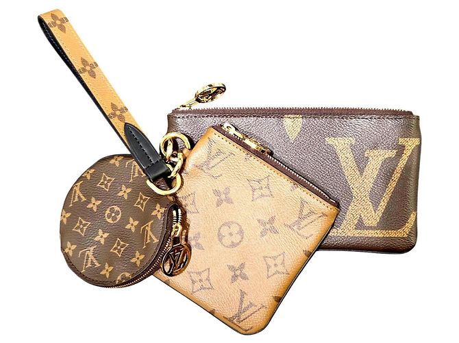 LOUIS VUITTON Pochette Trio Monogramma Gigante Inverso Marrone - vista 2