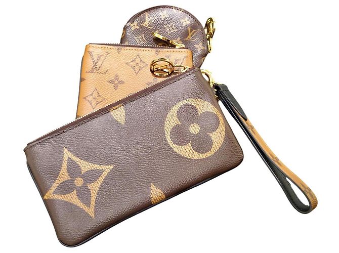 LOUIS VUITTON Pochette Trio Monogramma Gigante Inverso Marrone - vista 3