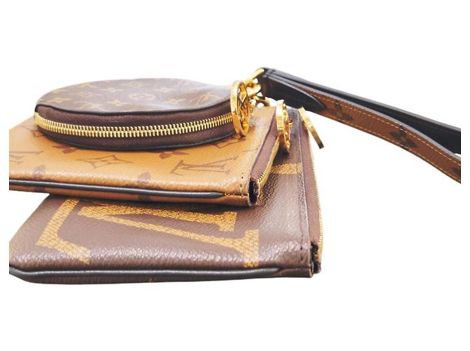 LOUIS VUITTON Pochette Trio Monogramma Gigante Inverso Marrone - vista 5