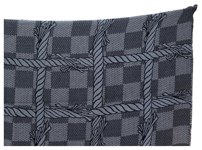 NUOVA COPERTA LOUIS VUITTON X CHRISTOPHER NEMETH DAMIER ROPE R2248 IN LANA Grigio - vista 4