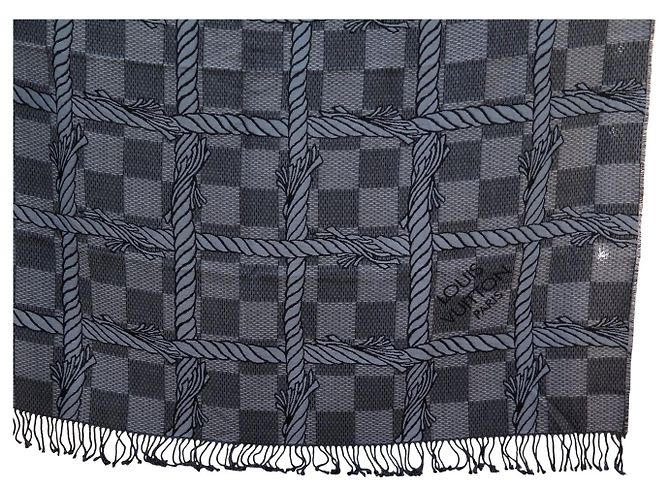 NUOVA COPERTA LOUIS VUITTON X CHRISTOPHER NEMETH DAMIER ROPE R2248 IN LANA Grigio - vista 5