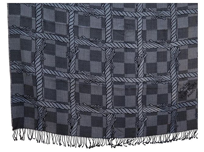 NUOVA COPERTA LOUIS VUITTON X CHRISTOPHER NEMETH DAMIER ROPE R2248 IN LANA Grigio - vista 6