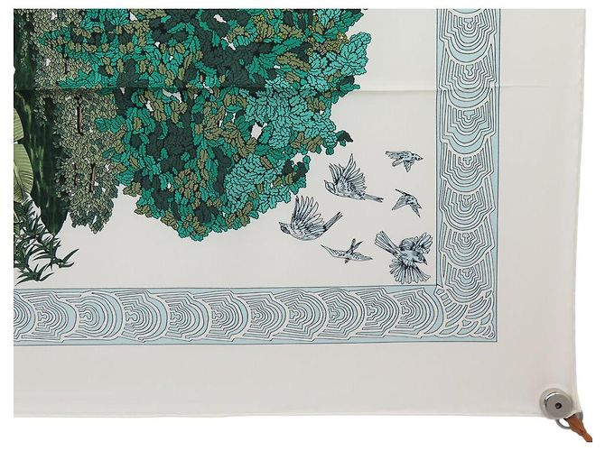 Hermès FULAR HERMES LE LEGGENDE DELL'ALBERO ANNIE FAIVRE QUADRATO 90 IN SETA Crudo - vista 4