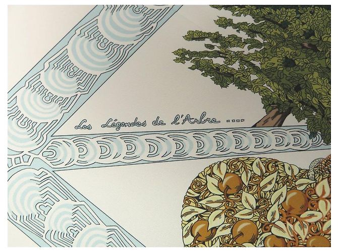 Hermès FULAR HERMES LE LEGGENDE DELL'ALBERO ANNIE FAIVRE QUADRATO 90 IN SETA Crudo - vista 7