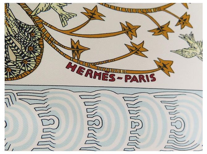Hermès FULAR HERMES LE LEGGENDE DELL'ALBERO ANNIE FAIVRE QUADRATO 90 IN SETA Crudo - vista 8