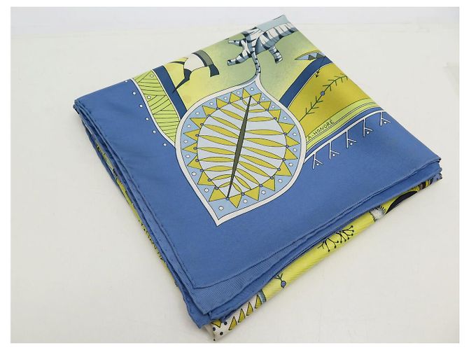 Aline Hermès FULAR HERMES LA VITA DEL GRAN NORD HONORE 90 CM SETA BLU - vista 11
