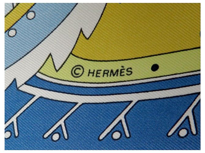Aline Hermès FULAR HERMES LA VITA DEL GRAN NORD HONORE 90 CM SETA BLU - vista 8