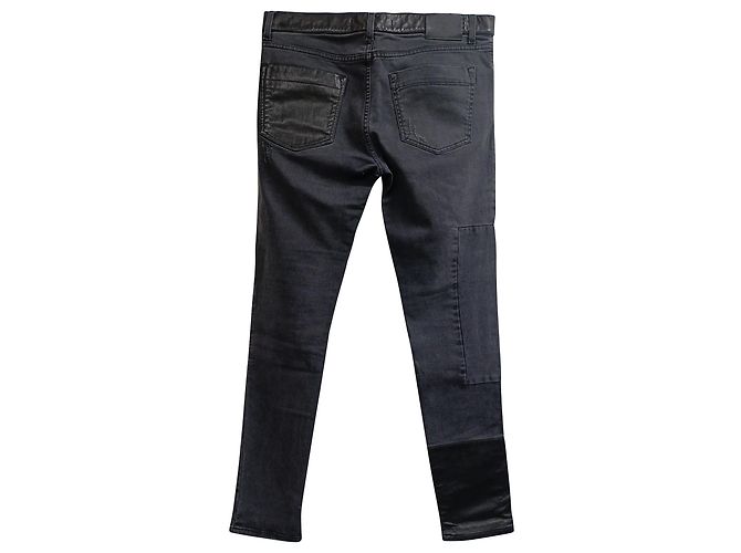 Jeans slim strappati a vita media in cotone nero Alexander Mcqueen - vista 2