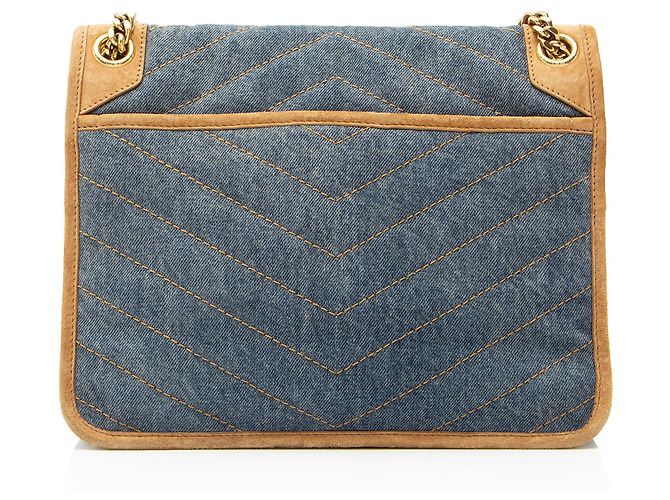 Saint Laurent Denim Wildleder Monogramm Niki Mittel Schultertasche - Ansicht 3