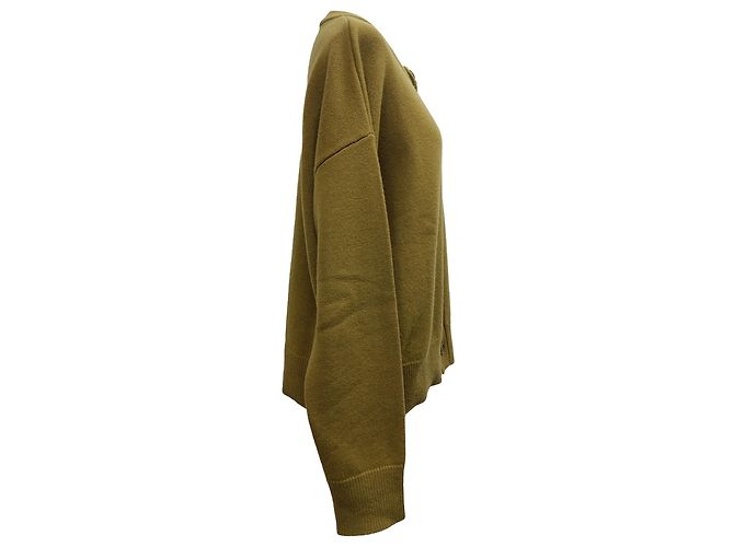 AMI de Coeur Rundhals-Cardigan aus grüner Wolle Khaki - Ansicht 4