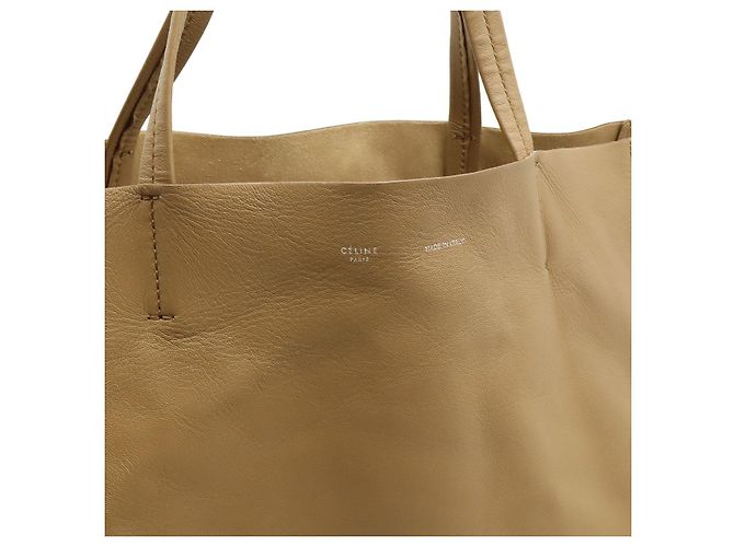 Cabas Céline Bolso tote horizontal de cuero Celine Castaño Beige - vista 8