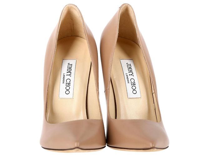 Décolleté a punta Anouk in pelle beige di Jimmy Choo - vista 3