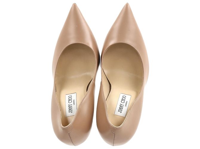 Décolleté a punta Anouk in pelle beige di Jimmy Choo - vista 4