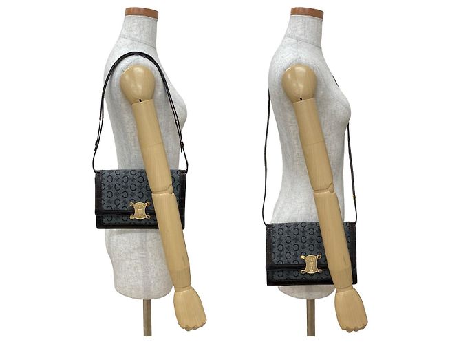 Céline Celine C Macadam Schultertasche aus Wolle und Leder Braun - Ansicht 3