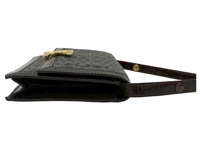 Céline Celine C Macadam Schultertasche aus Wolle und Leder Braun - Ansicht 7