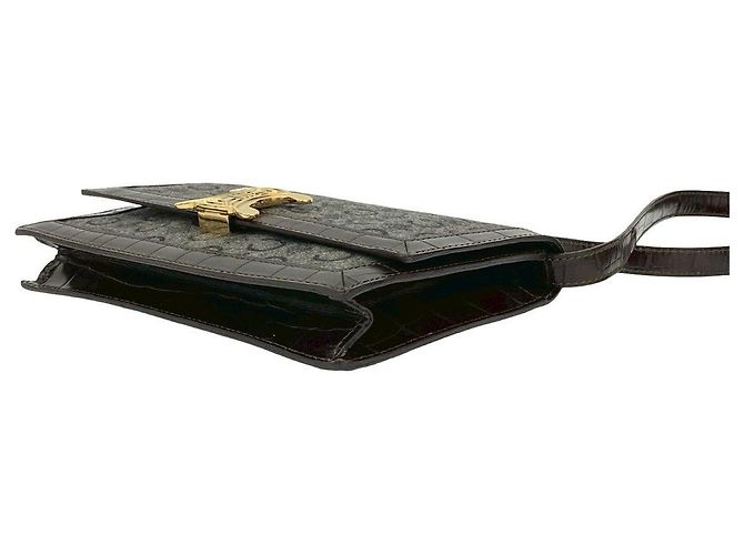 Céline Celine C Macadam Schultertasche aus Wolle und Leder Braun - Ansicht 9