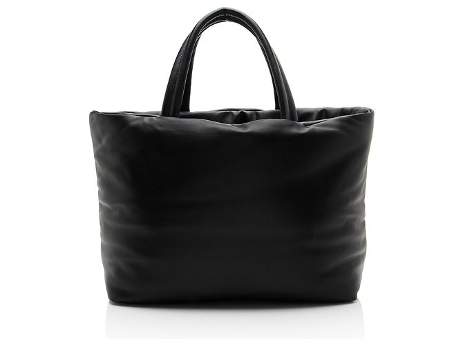 Saint Laurent Gepolsterte Leder Logo Einkaufstasche Schwarz - Ansicht 3