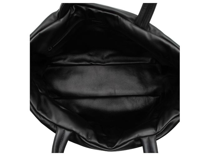 Saint Laurent Gepolsterte Leder Logo Einkaufstasche Schwarz - Ansicht 7
