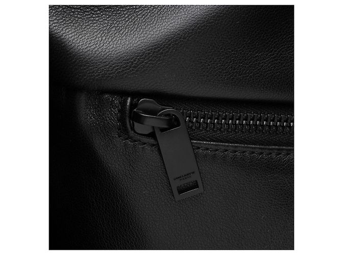 Saint Laurent Gepolsterte Leder Logo Einkaufstasche Schwarz - Ansicht 9