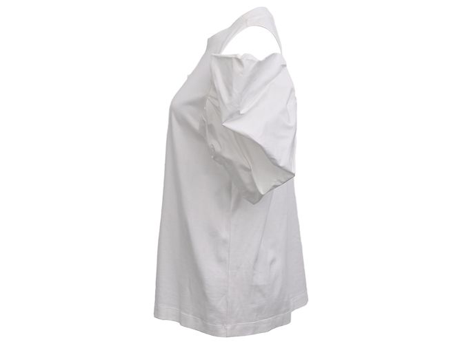 Camiseta de algodón blanco con volantes asimétricos Alexander McQueen Crudo - vista 2