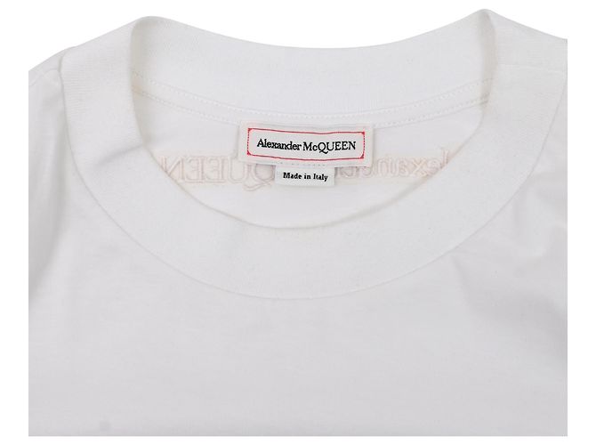 Camiseta de algodón blanco con volantes asimétricos Alexander McQueen Crudo - vista 4