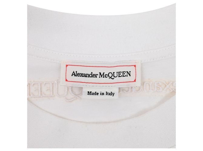 Camiseta de algodón blanco con volantes asimétricos Alexander McQueen Crudo - vista 5