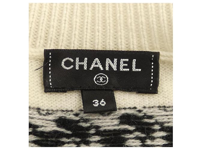 Timeless Chanel Kaschmir-Strickoberteil Schwarz Weiß - Ansicht 5