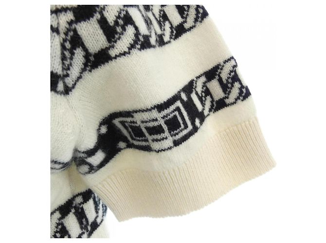 Timeless Chanel Kaschmir-Strickoberteil Schwarz Weiß - Ansicht 7