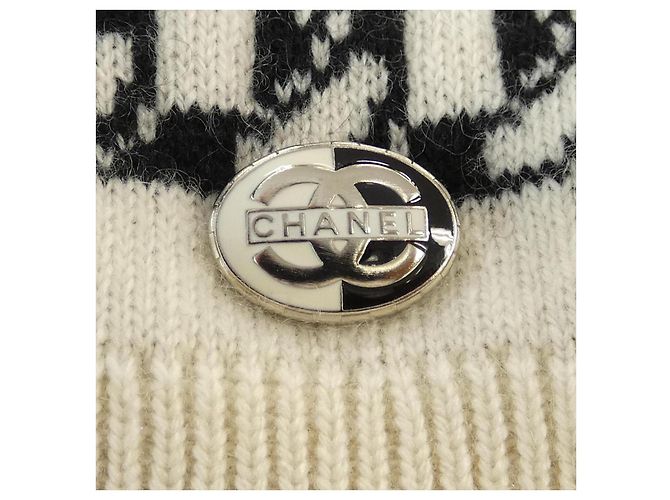 Timeless Chanel Kaschmir-Strickoberteil Schwarz Weiß - Ansicht 8