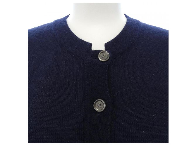 Timeless Chanel Kaschmir-Mix Kleid Blau Marineblau - Ansicht 5
