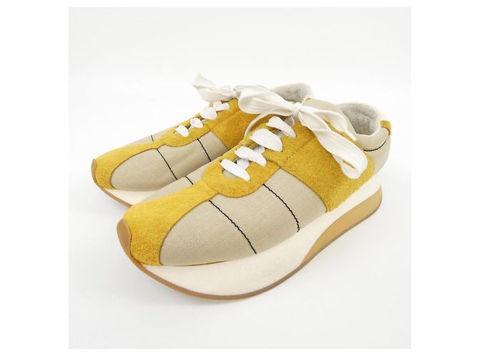 Tênis Marni de couro bege amarelo - vista 3