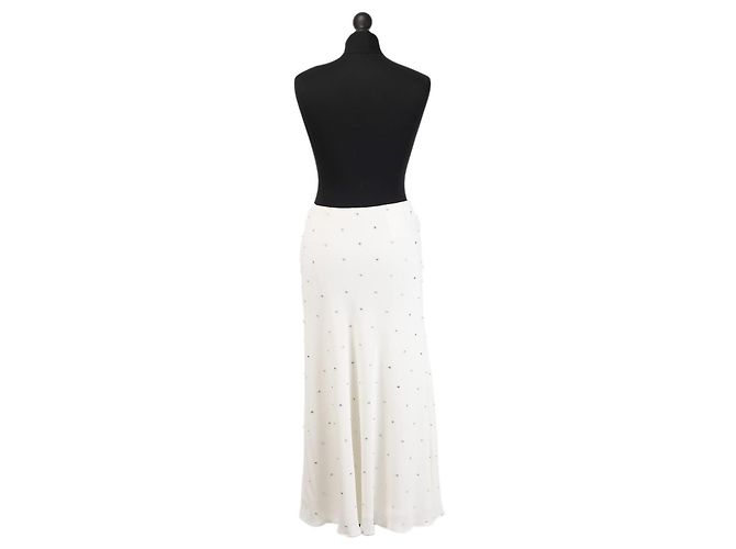 Falda midi blanca Miu Miu con adornos de cristal Blanco - vista 2