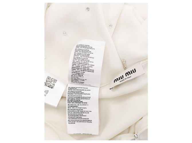Falda midi blanca Miu Miu con adornos de cristal Blanco - vista 3