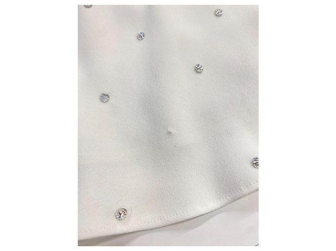 Falda midi blanca Miu Miu con adornos de cristal Blanco - vista 4