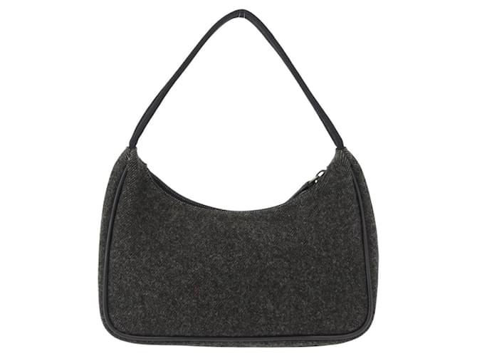 Prada Re-Edition 2000 Hobo in Lana Marrone - vista 2