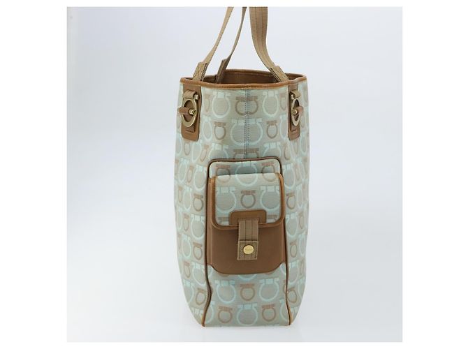 Sac Gancini en toile moyen Salvatore Ferragamo Bleu - vue 3