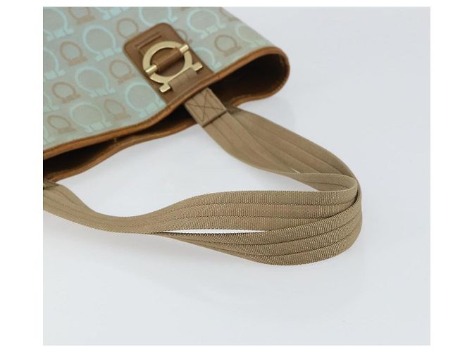 Sac Gancini en toile moyen Salvatore Ferragamo Bleu - vue 7