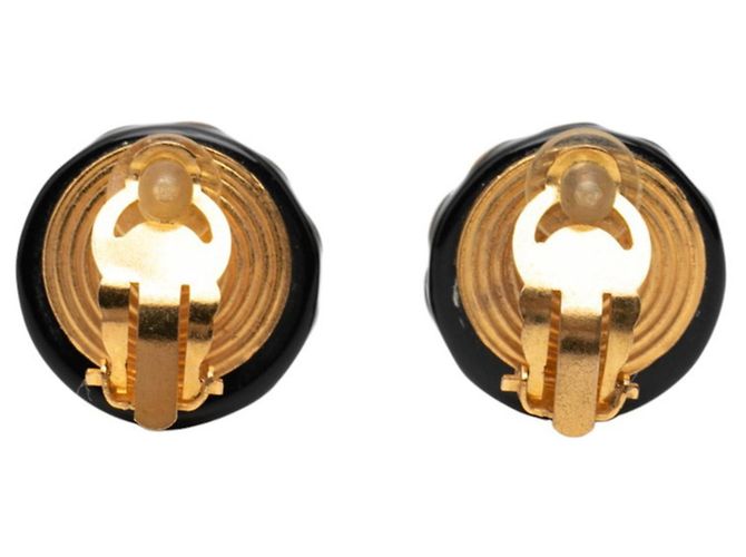 Chanel Coco Mark Clip Ohrringe Schwarz Golden - Ansicht 2