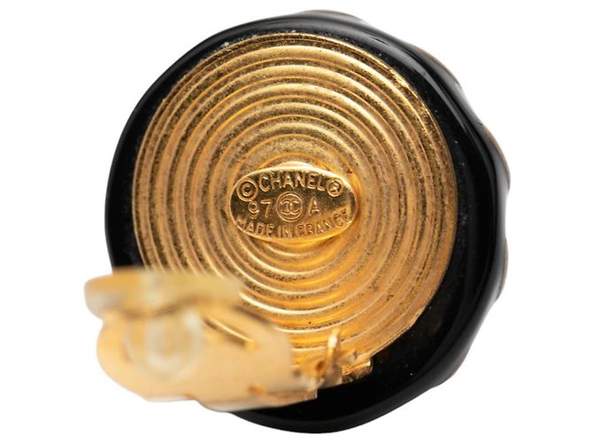 Chanel Coco Mark Clip Ohrringe Schwarz Golden - Ansicht 3