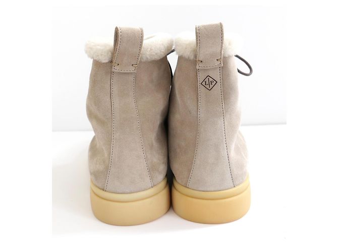 Stivaletti alla Caviglia con Lacci Foderati in Pelliccia Loro Piana Ylvi Walk Beige - vista 4