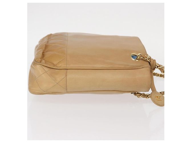 Chanel Vintage Einkaufstasche aus Lammleder Mittel Beige - Ansicht 3